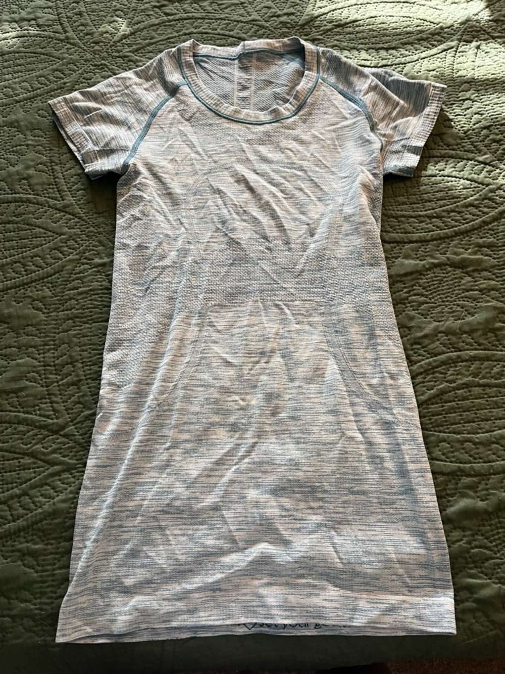 Lululemon Light Heathered Blue/Gray Short Sleeve Tunic Dress with Bluish Trim